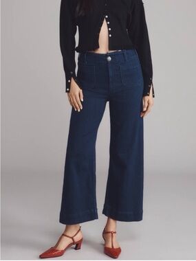 High-Waist Wide-Leg Colette Crop in Dark Indigo